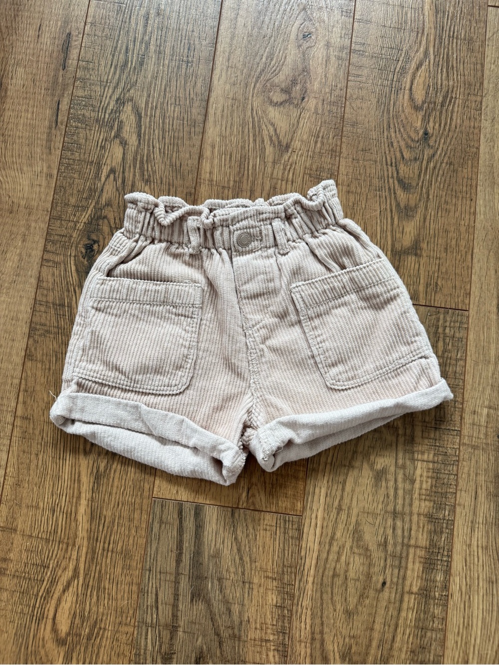 Zara Beige Corduroy Elastic Waist Shorts